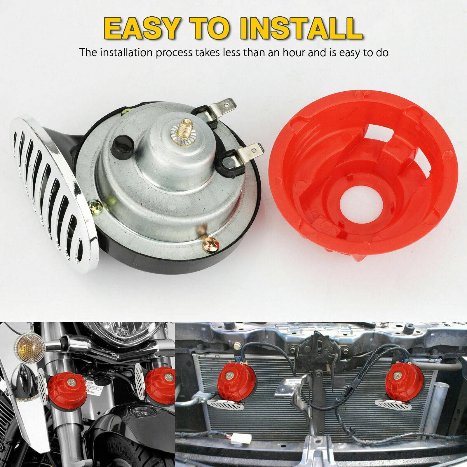 2x 12V 300DB Super Train Horn Waterproof for Car SUV Truck Boat Motorcycles Red