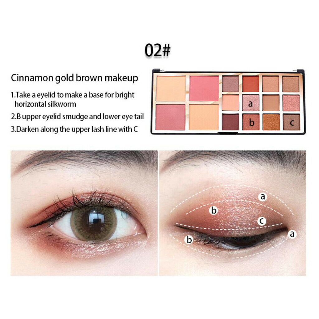 Long Lasting Eyeshadow Plate Glitter Simmer 12 Eyeshadow 2 Powder 2 Blush 02