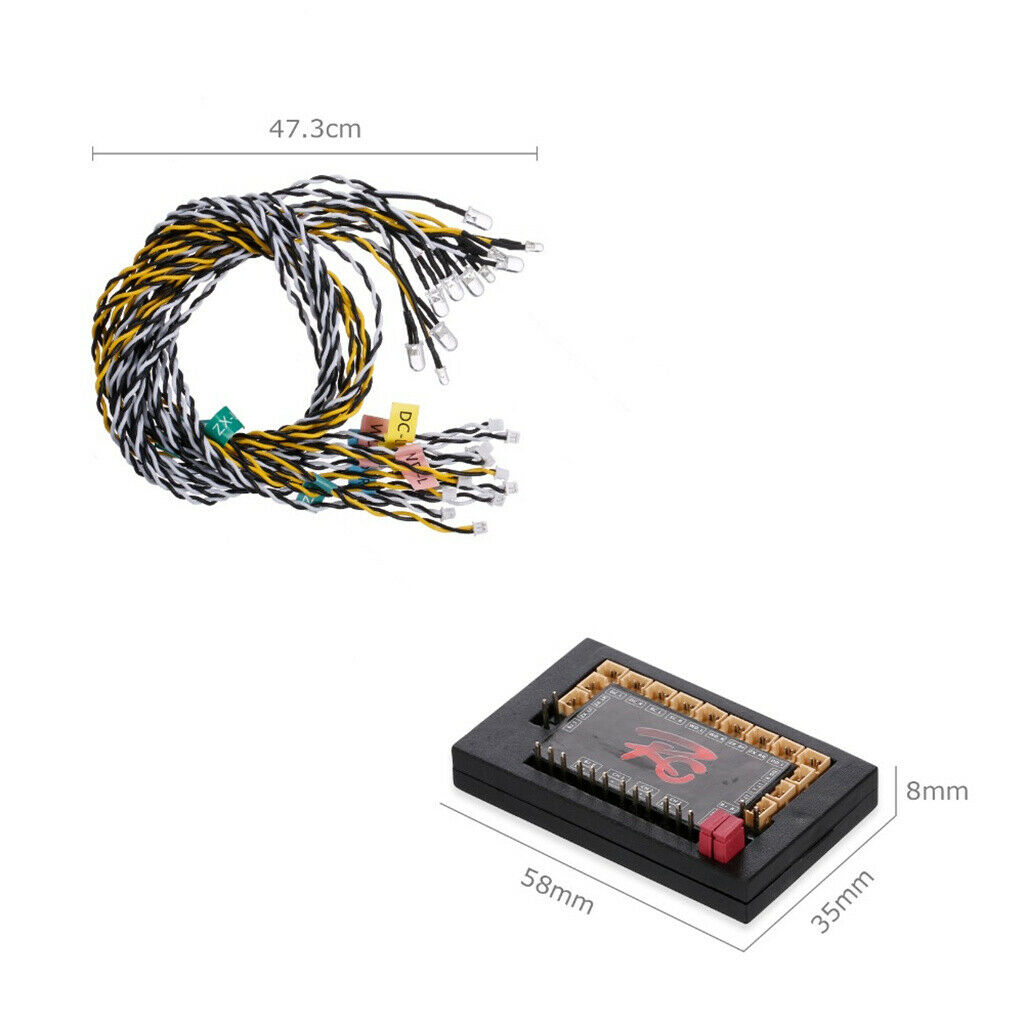 Light Kit 14-LED Flashing Light System 1/10 1/8 Lamp Kit Set Set Hobby Parts