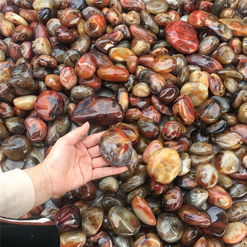 Natural Madagascar Banded Agate Stone Specimen Tumbled Pattern Craft 2-3CM USA