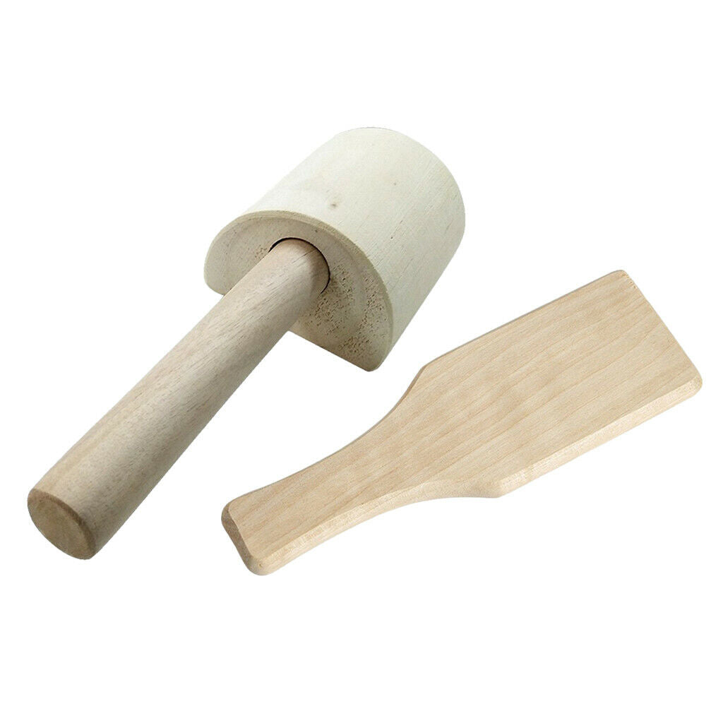 2x Wooden Clay Paddle Handmade for Pottery DIY Hobbies Art Crafts Supplies