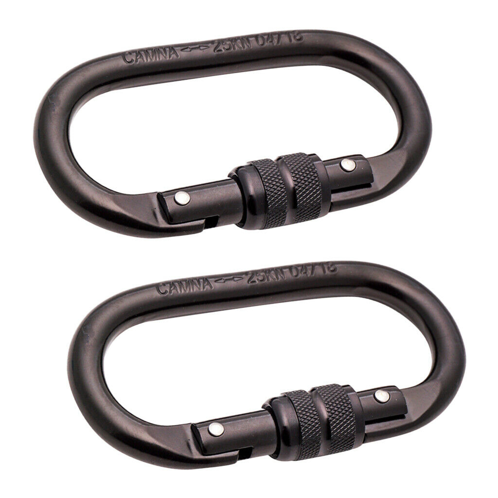 2 Packs Oval Shape 25KN High Strength Screw Locking Carabiner CE Certified