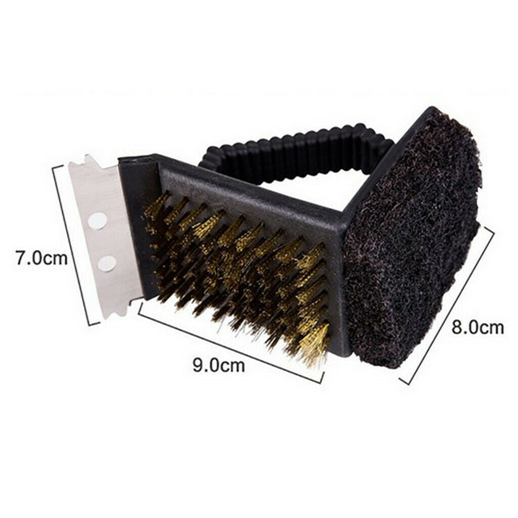 3-In-1 Barbecue BBQ Brush Tool Cleaning Brush Camping Grill Cleaner Scourer