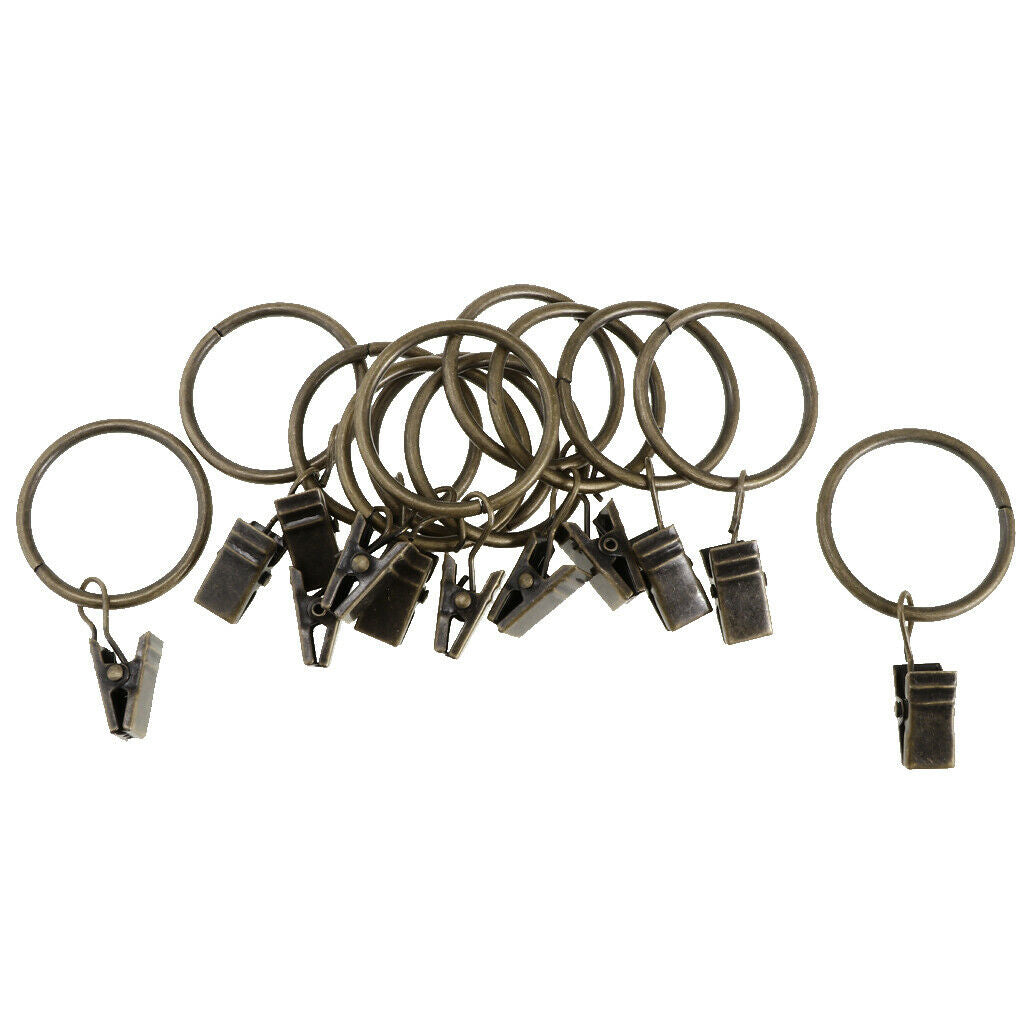 36 Pieces Metal Curtains Rings for Curtains with Clips Bronze 25mm