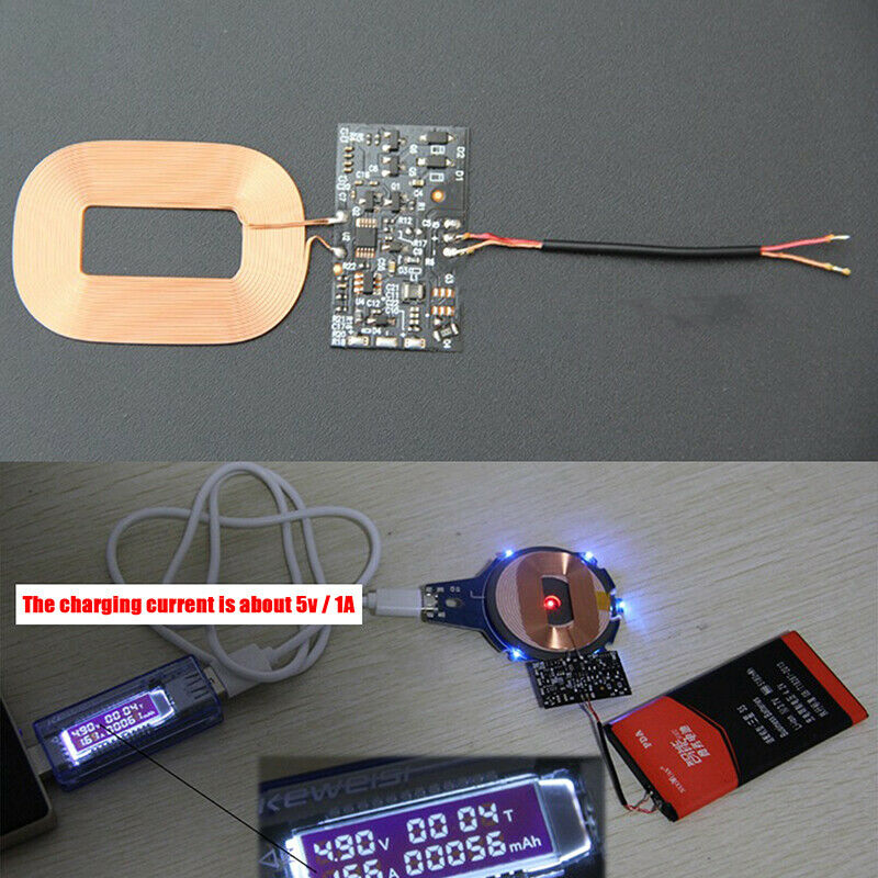 Qi Wireless Charger PCBA Circuit Board Receiver Module + Coil DIY Charging 5 Lt