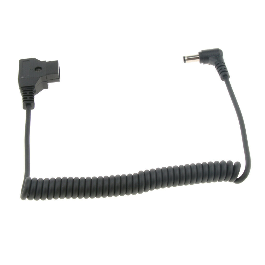 Coiled Power Supply Cable DC Plug 2.5x5.5mm Right Angle to D-Tap Connector