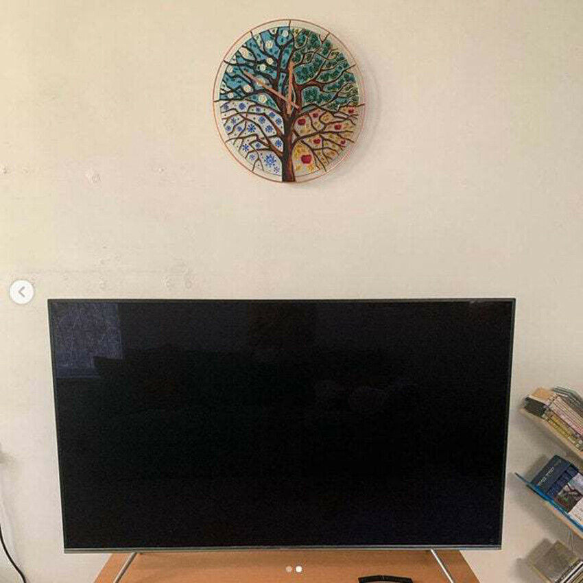 Glass Wall Clock Round  4 season Tree of life art Tree Painting | Abstract Art
