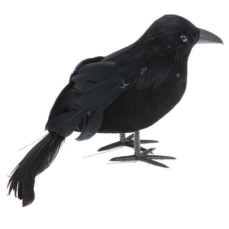 Halloween Black Crow Props Realistic Raven Spooky Feathered Crows House D.l8