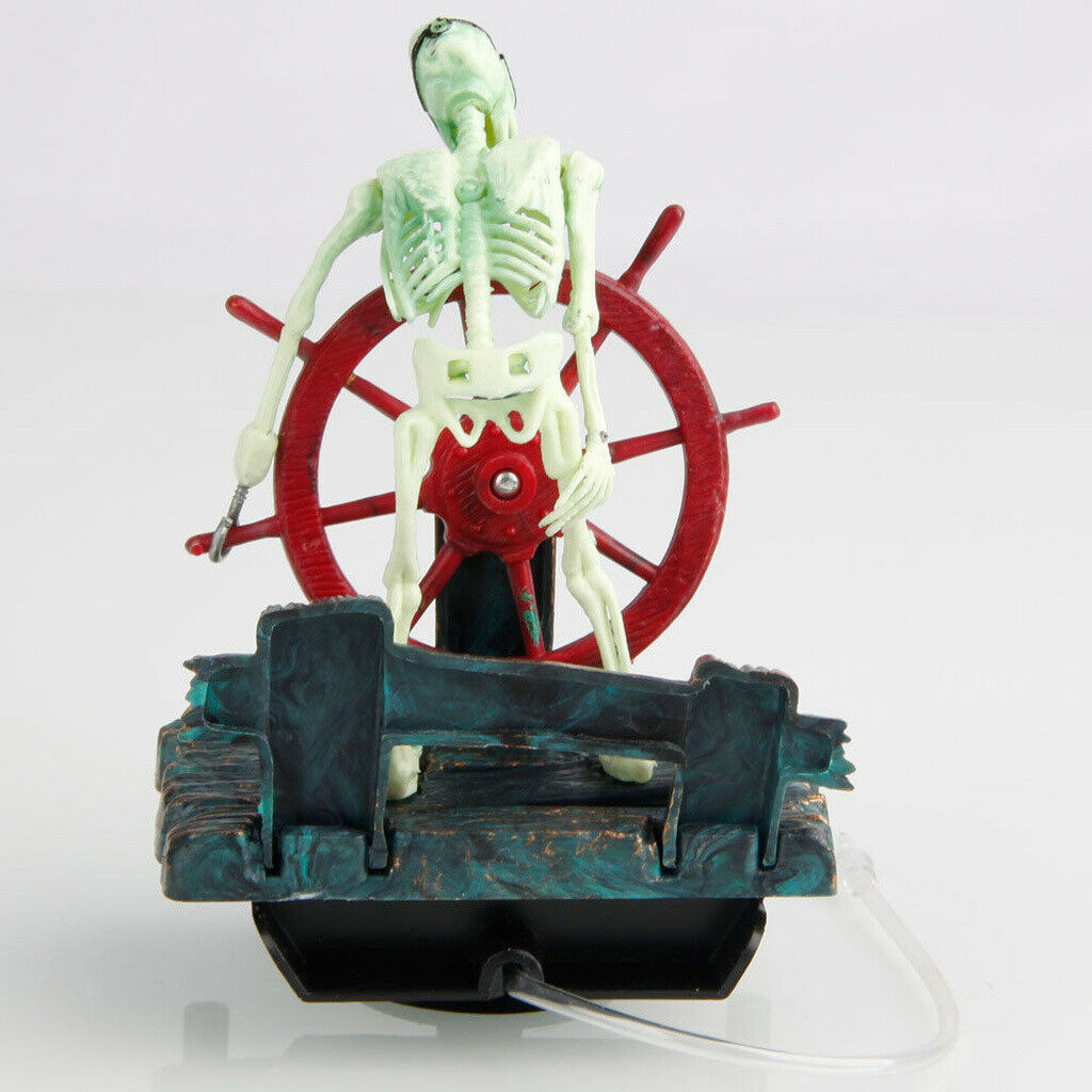 Aquarium Ornament Bubbling/Bubble SKELETON with Air Pump Connector for Fish Tank