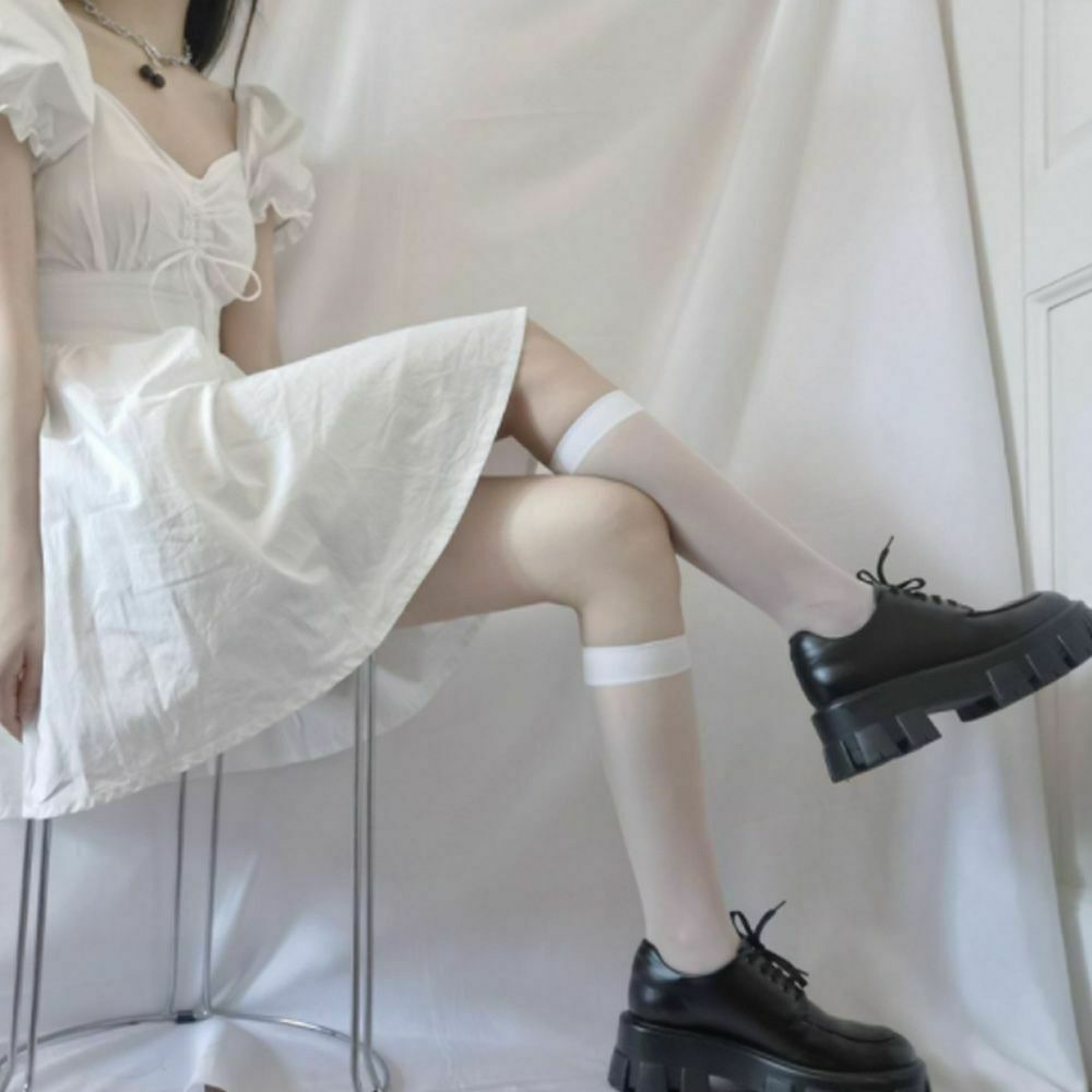 Elastic Transparent Girls Women's Socks Long Socks Stockings Over Calf High