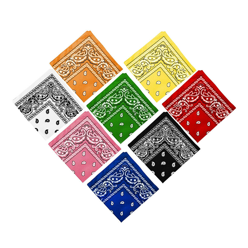 8PCS Novelty Paisley Print Bandana Head Wrap Hair Band Wristband Kerchief