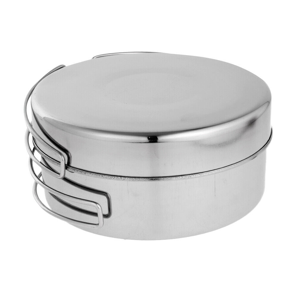 Portable Camping Folding Stainless Steel Cookware Backpacking Pot Pan Set