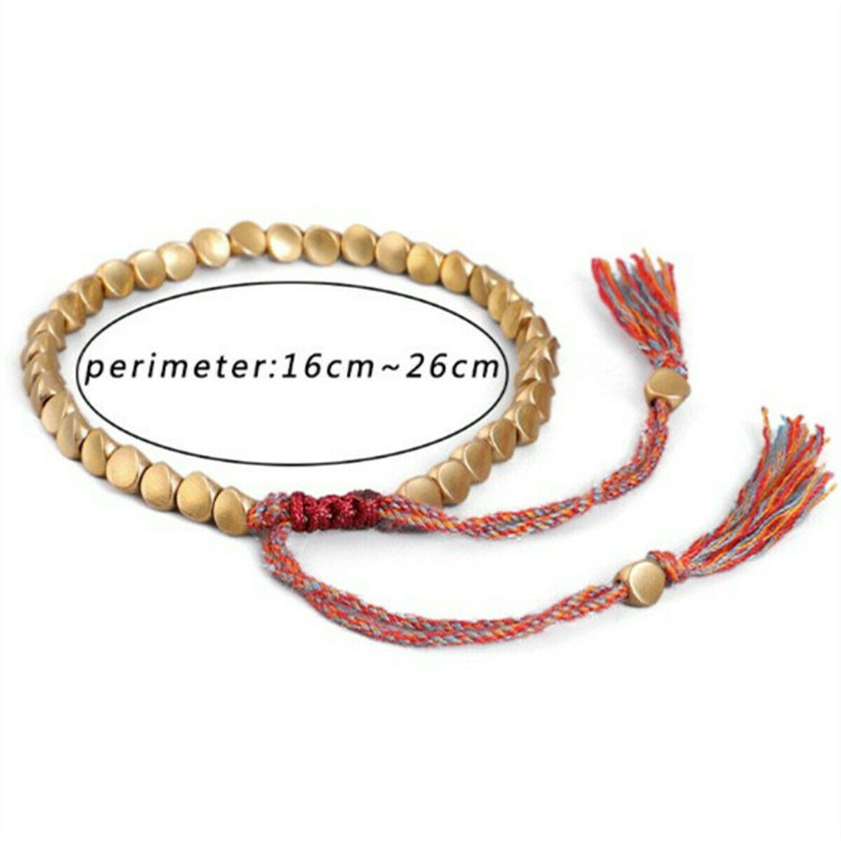 Tibetan Buddhist Unisex Beads Lucky Rope Handmade Cotton Copper Bracelet Bangle