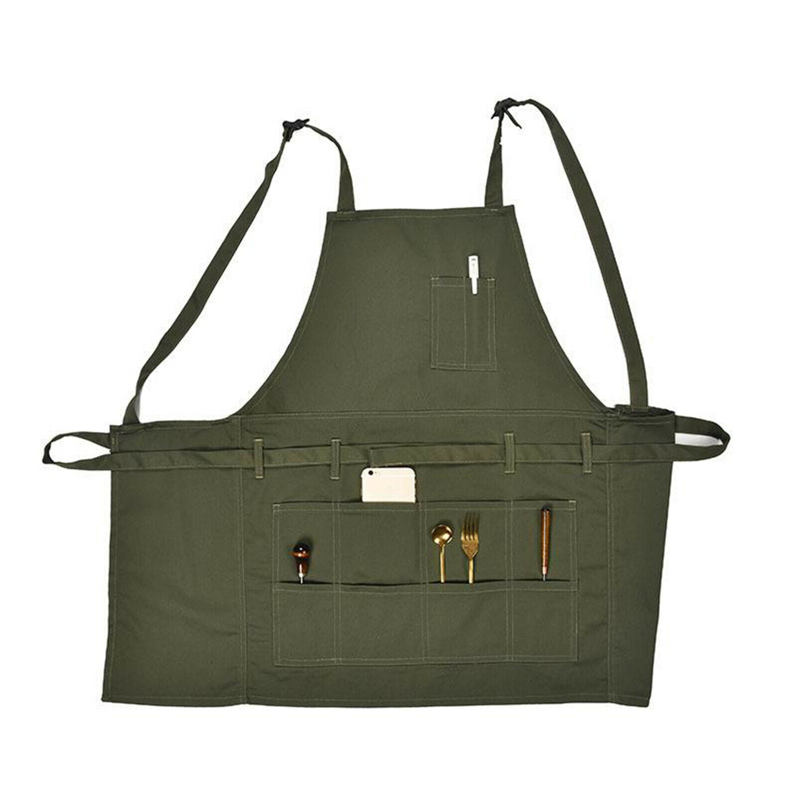 Canvas Bib Apron with Strap for Crafting Artist Teacher Chef Cook Painter