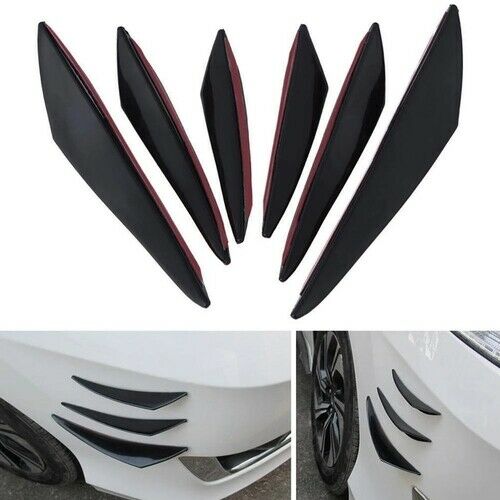 6pcs Universal Black Carbon Fiber Car Styling Accessories Front Bumper LipRubber