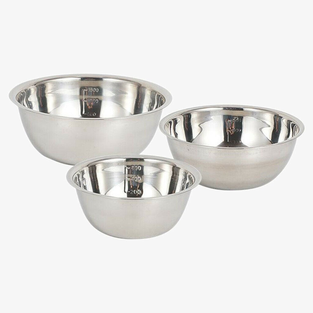 3Pcs Premium Stainless Steel Mixing Bowls Set, Home, Refrigerator, and Kitchen