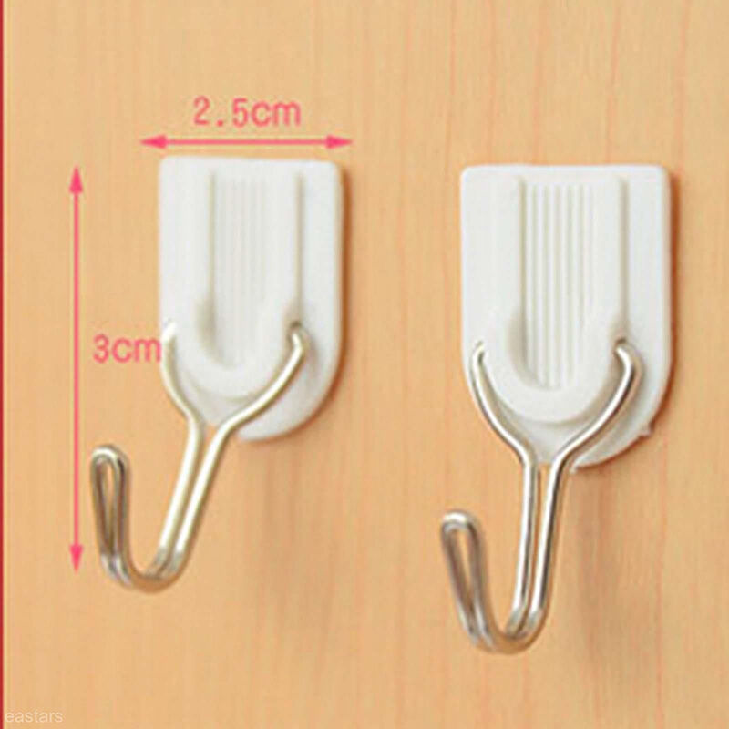 6Pcs Self Adhesive Wall Door Hook Hanger Bag Keys Bathroom Kitchen Stick.l8