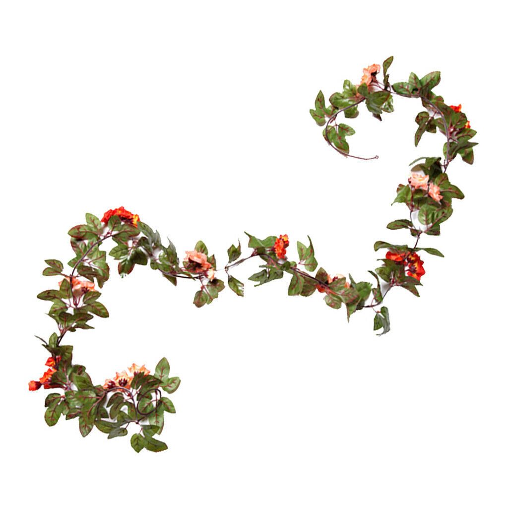 2pcs Vivid Color Vine Flowers Garland Silk Flower Garland Wall Hanging Art