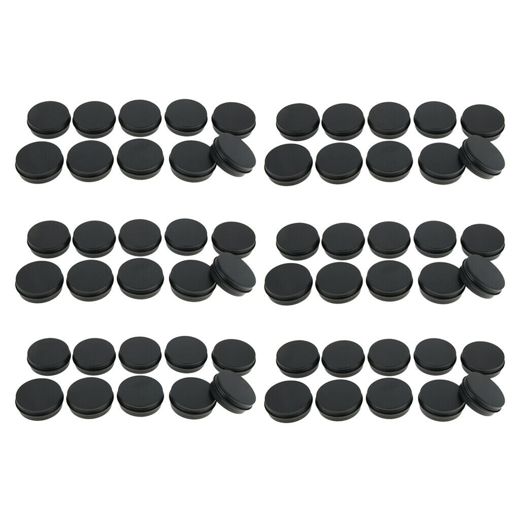 60pcs Mini Metal Tin Jars Screw Top Cans Food Candle Box with Lids Black
