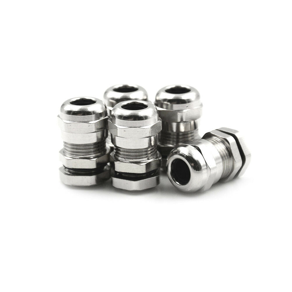 New 5Pcs M12 Stainless Steel Waterproof Gland For 3-8Mm Cable ji WF