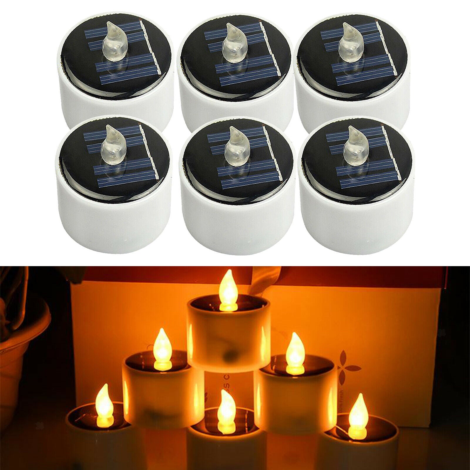 6PCS SOLAR POWERED LED CANDLE LED LIGHTS ROMANTIC LAMP DECORATION PARTY HOME