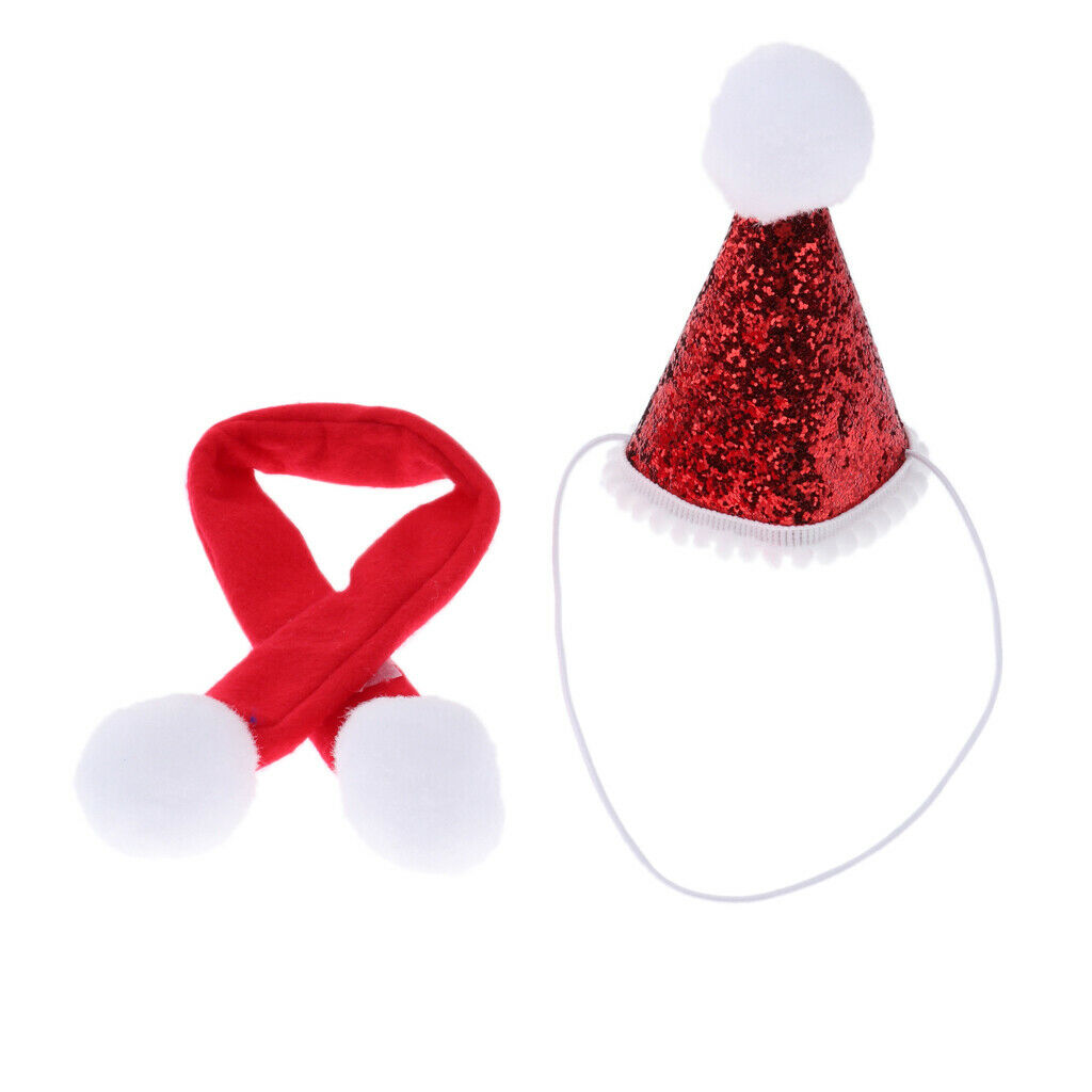 Pet Santa Hat Scarf Christmas Costume for Cats, Dogs, Puppies