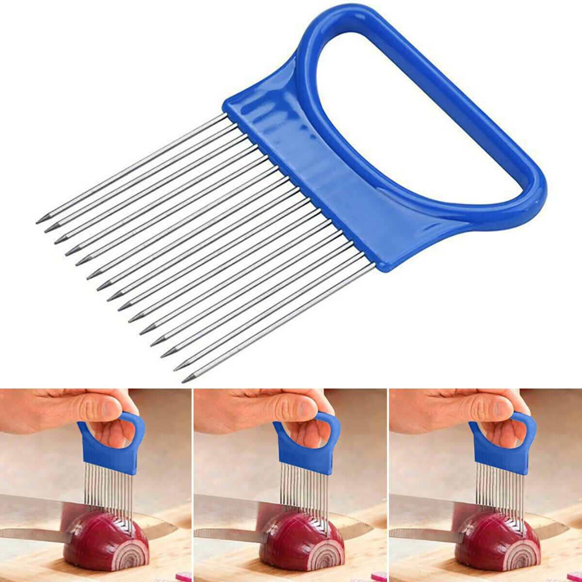 Stainless Steel Onion Needle Fork Vegetables Fruit Slicer Kitchen Tool Gadget
