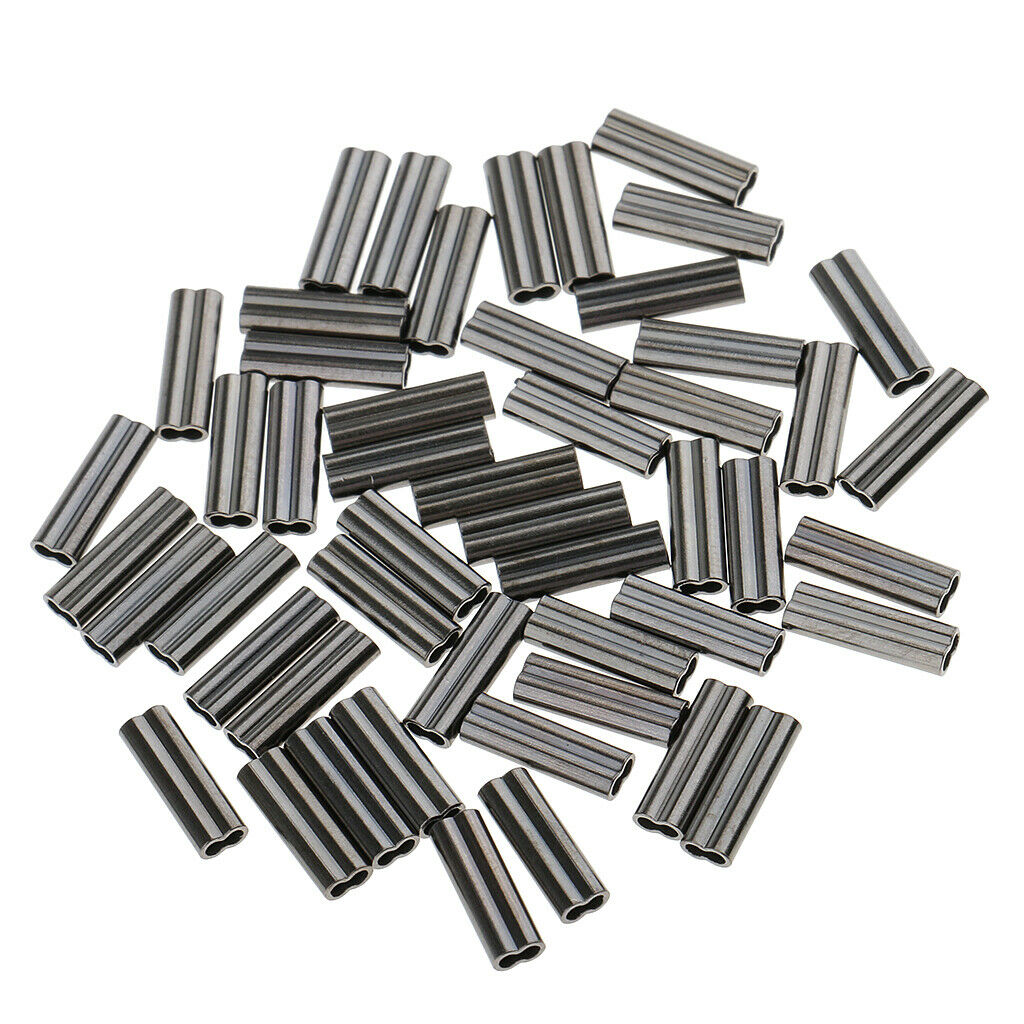100Pcs Double Copper Fishing Line Leader Sleeves Crimp Accessories 0.8mm 1.2mm