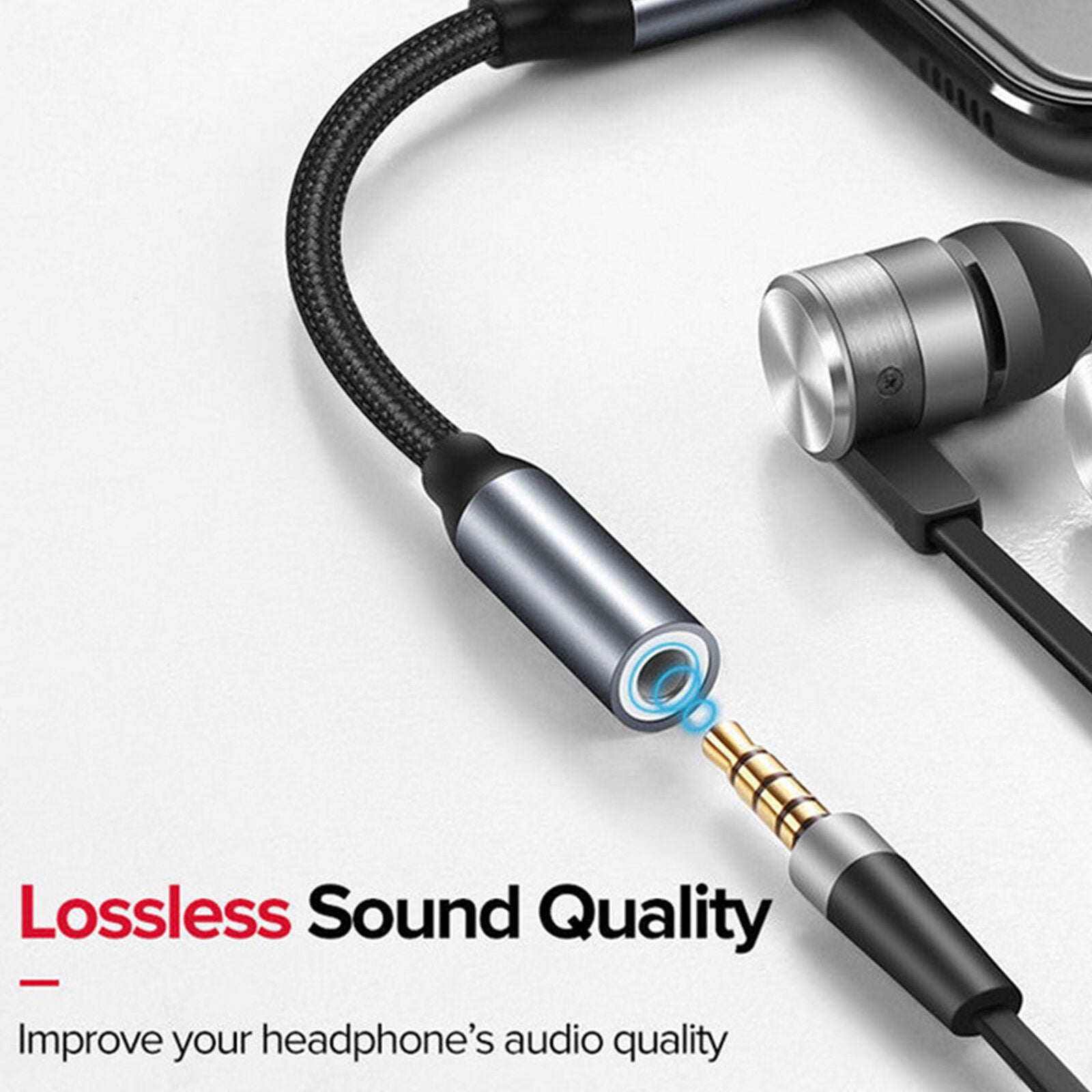 USB-C Type-C to 3.5 mm 1/8" Aux Audio Jack Active DAC Headphone Adapter Cable