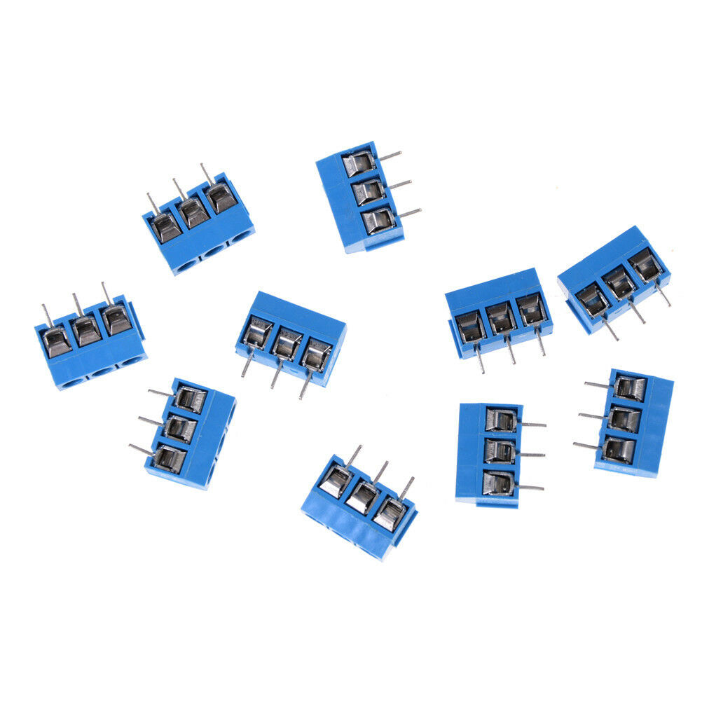 10X KF301-3P Pitch 5.0mm Straight Pin PCB 3Pin Screw Terminal Block Connecto WF