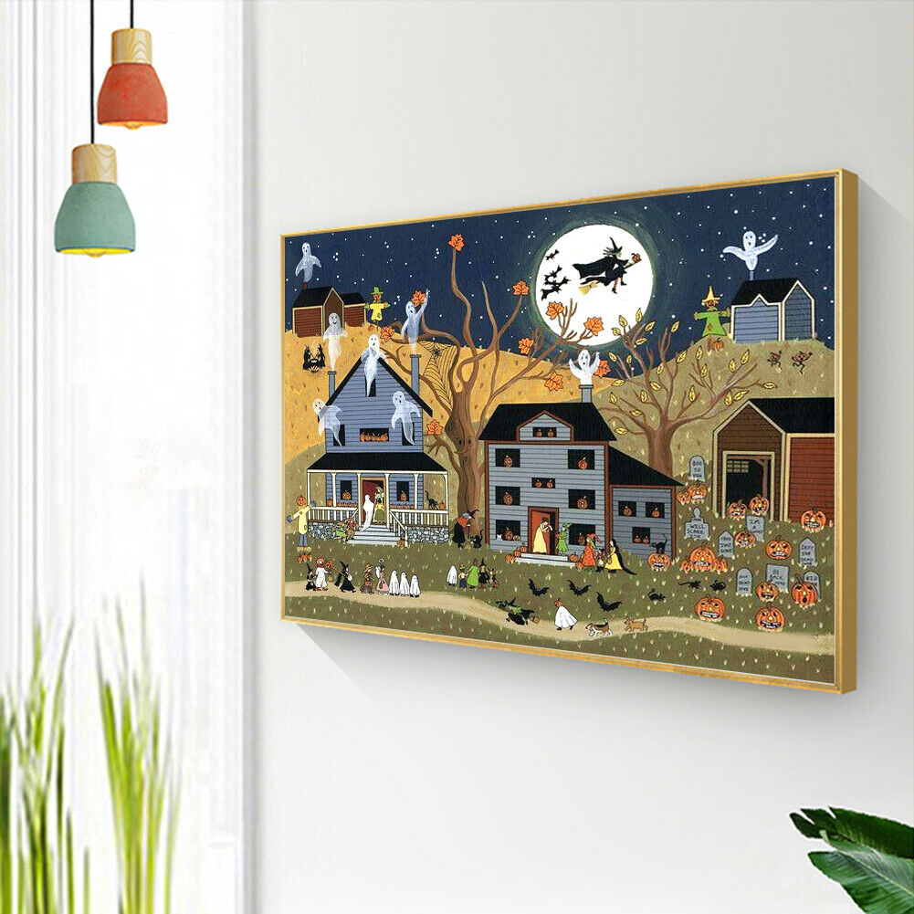 5D DIY Full Round Drill Diamond Painting Halloween Mosaic Rhinestone Draw Decor