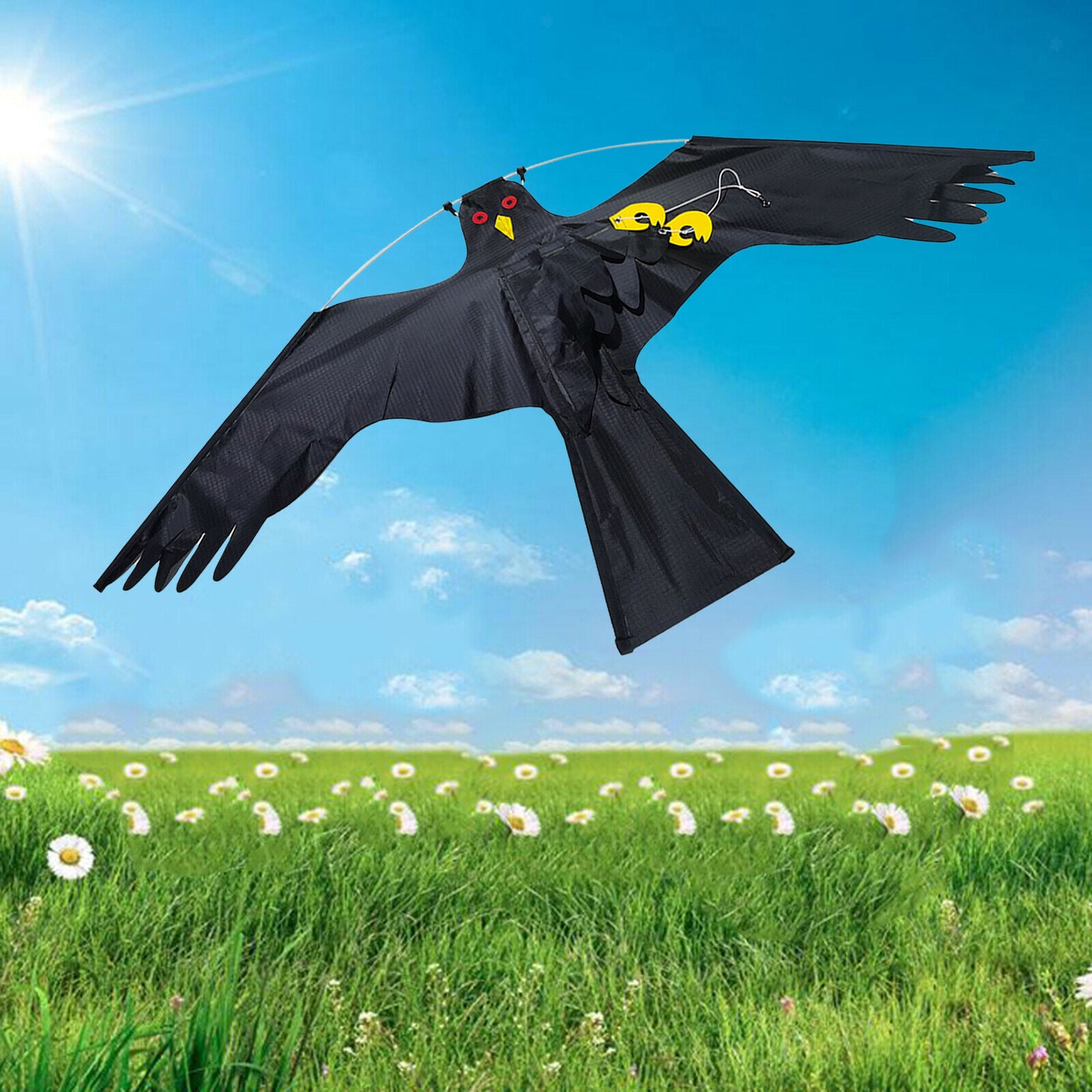 2X Large Eagle Kite Bird Repeller Pigeon Decoy for Garden Yard Farm black