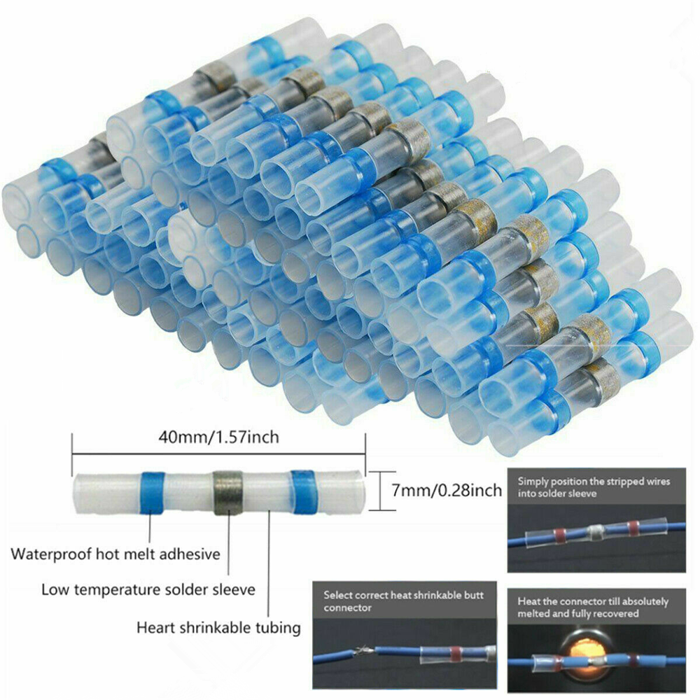 50PCS Heat Shrink Waterproof Blue Solder Seal 14-16 AWG Connectors Terminal