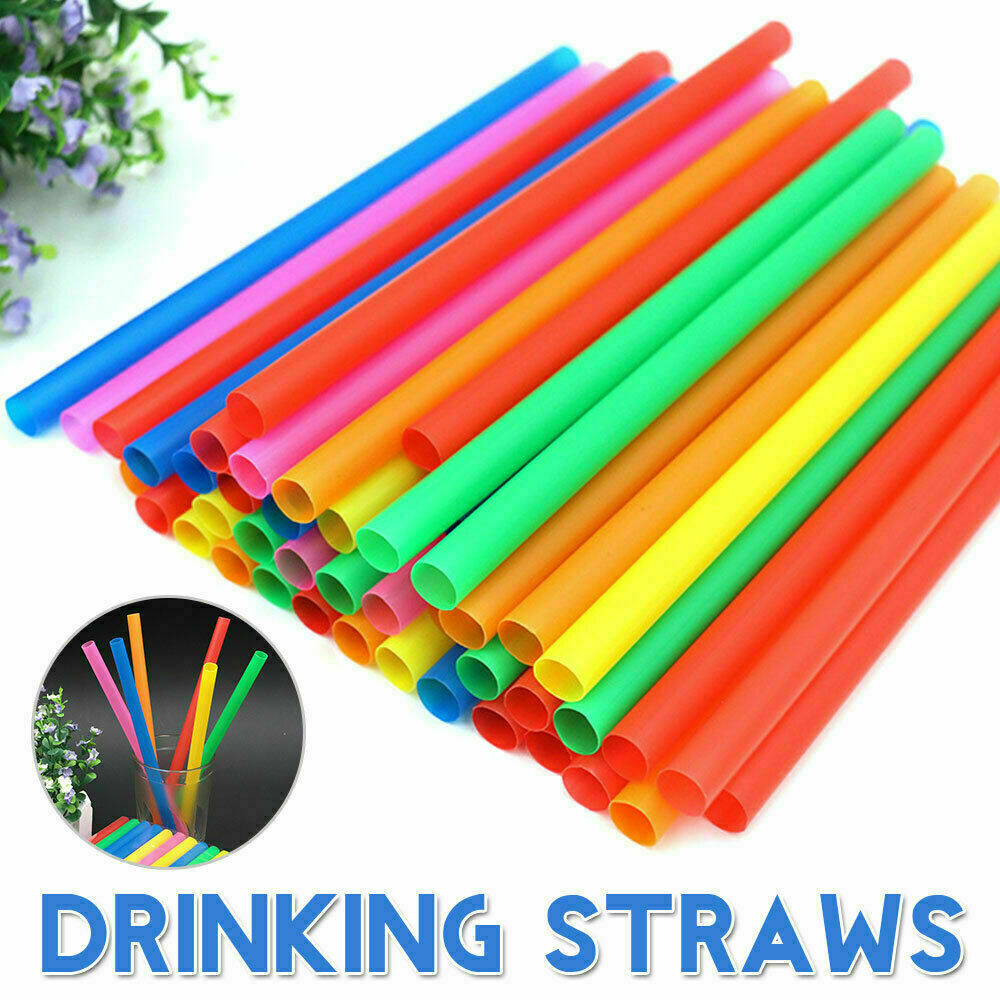 100x 10mm Large Drinking Straws Bubble Tea Smoothie Milkshake Fast