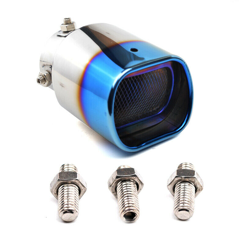 Auto SUV 63MM Grilled Blue Stainless Steel Rear Muffler Exhaust Tail Pipe Tip