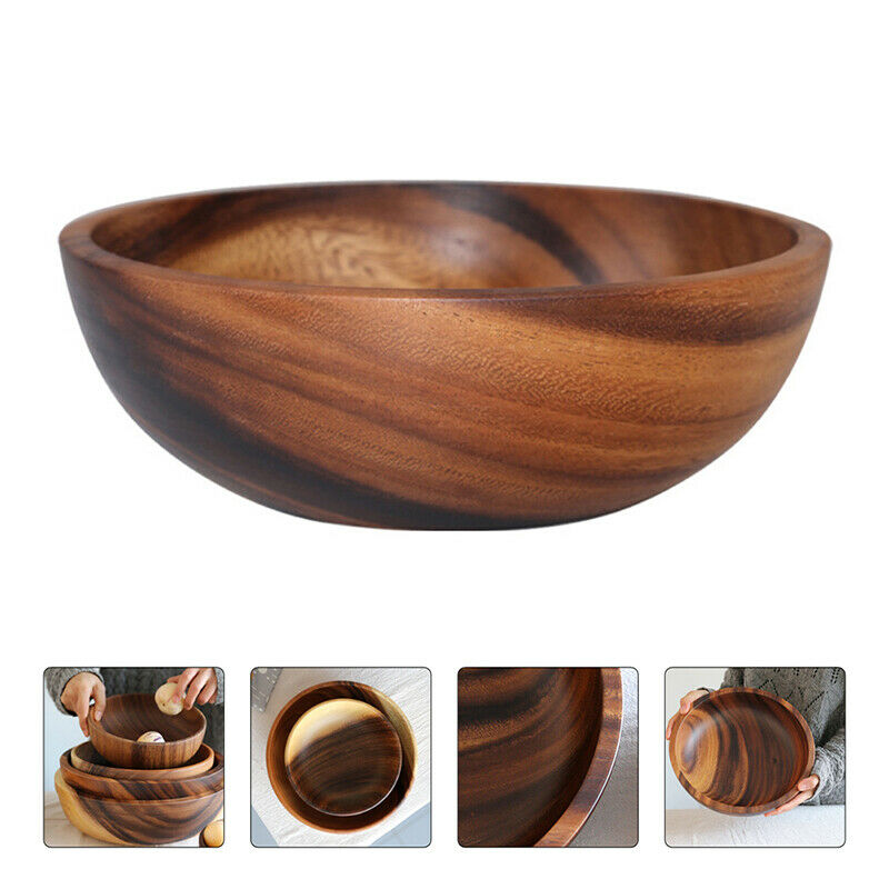 Salad Bowl Practical Durable Wooden Simple Storage Holder Kitchen Bowl Cu.l8