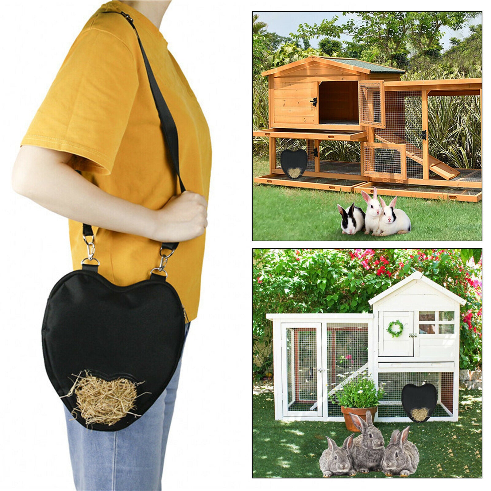 Love Shape Durable Hanging Hay Bag Small Animal Feeder for Herbivore Rabbits