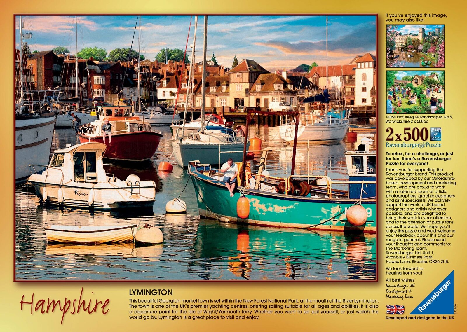 14081 Ravensburger Picturesque Hampshire Jigsaw Puzzle 2x 500pc Age 10 Years+