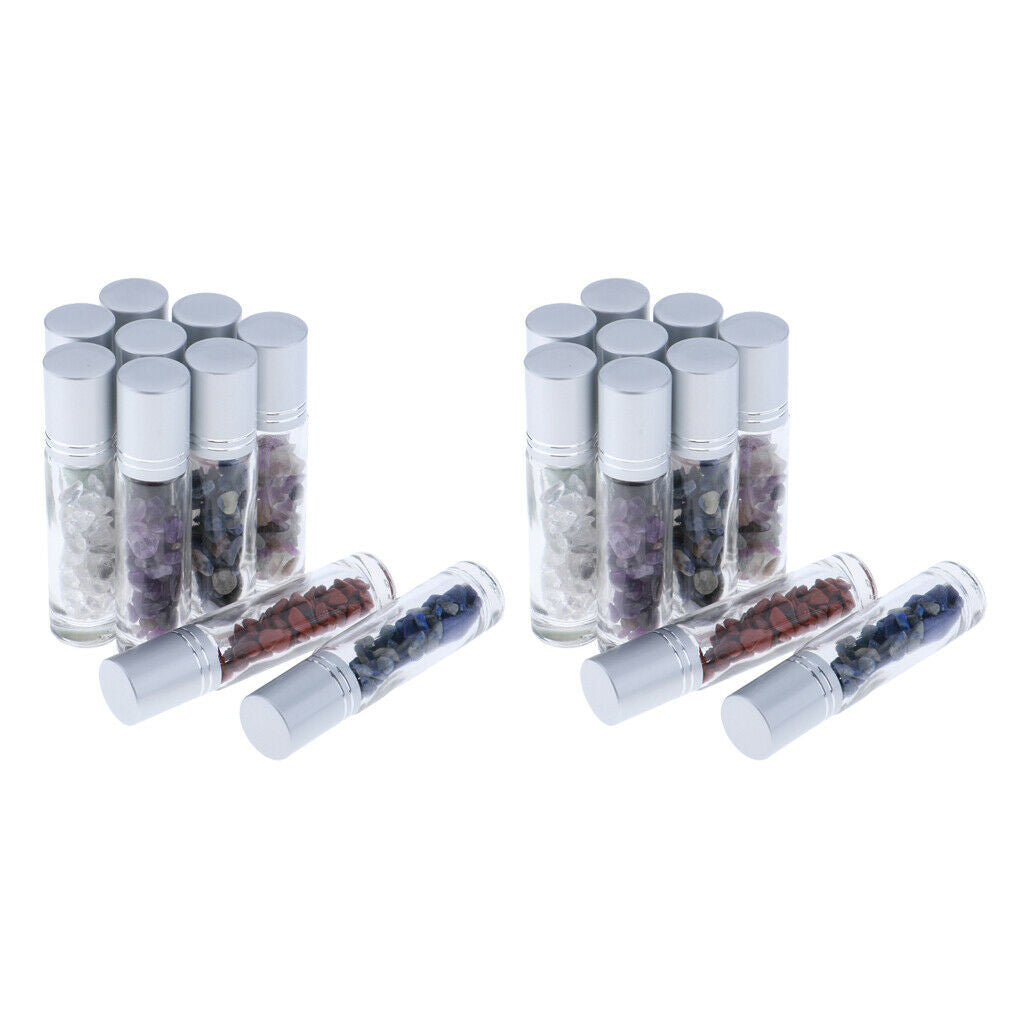 20 Pieces 10ml Glass Ball Bottles with Stone Beads