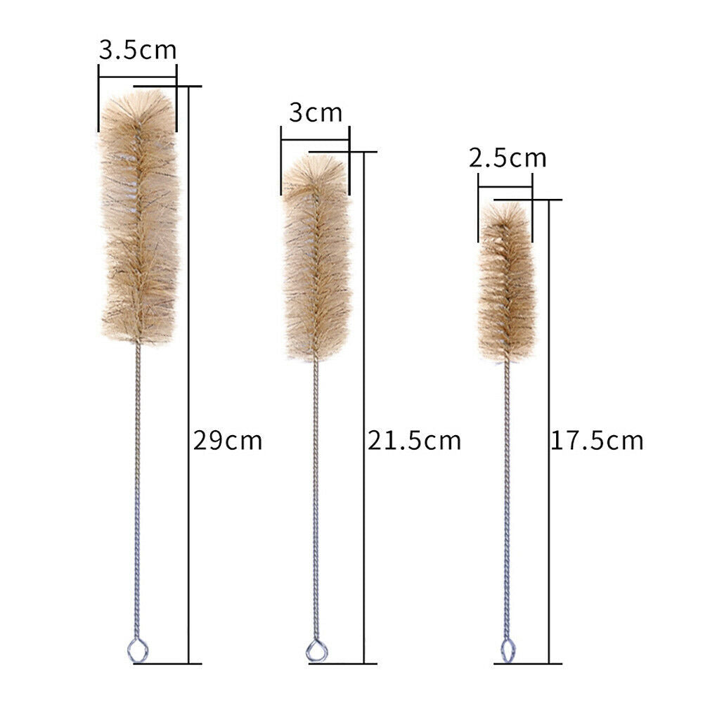 3PCS Bottle Cleaning Brush Laboratory Glass Test Tube Straw Washing Bristle Tool