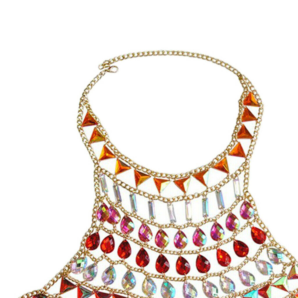 Female Sexy Layered Rhinestone Body Chain Fringe Bikini Bra Chest Chains