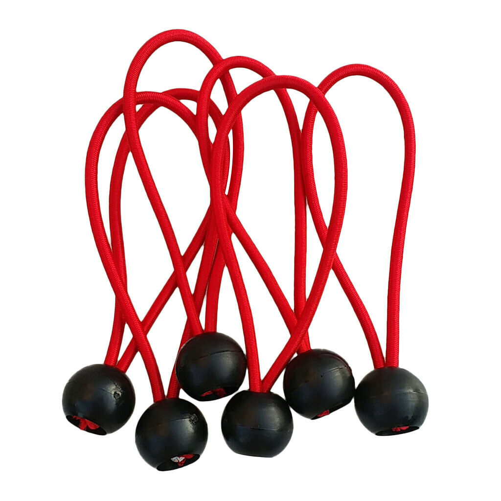 6Pcs 6inch Ball Bungee Loop Cord Tie Down Strap Wire Fix Canopy Tarp Tent Red