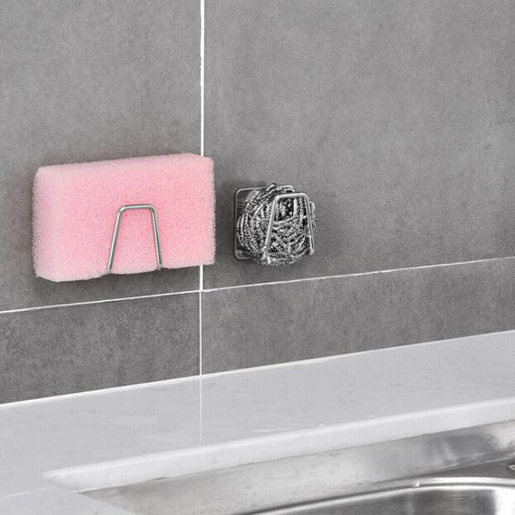 Stainless Steel Self Adhesive Kitchen Sink Sponge Holder Caddy Drying Rack