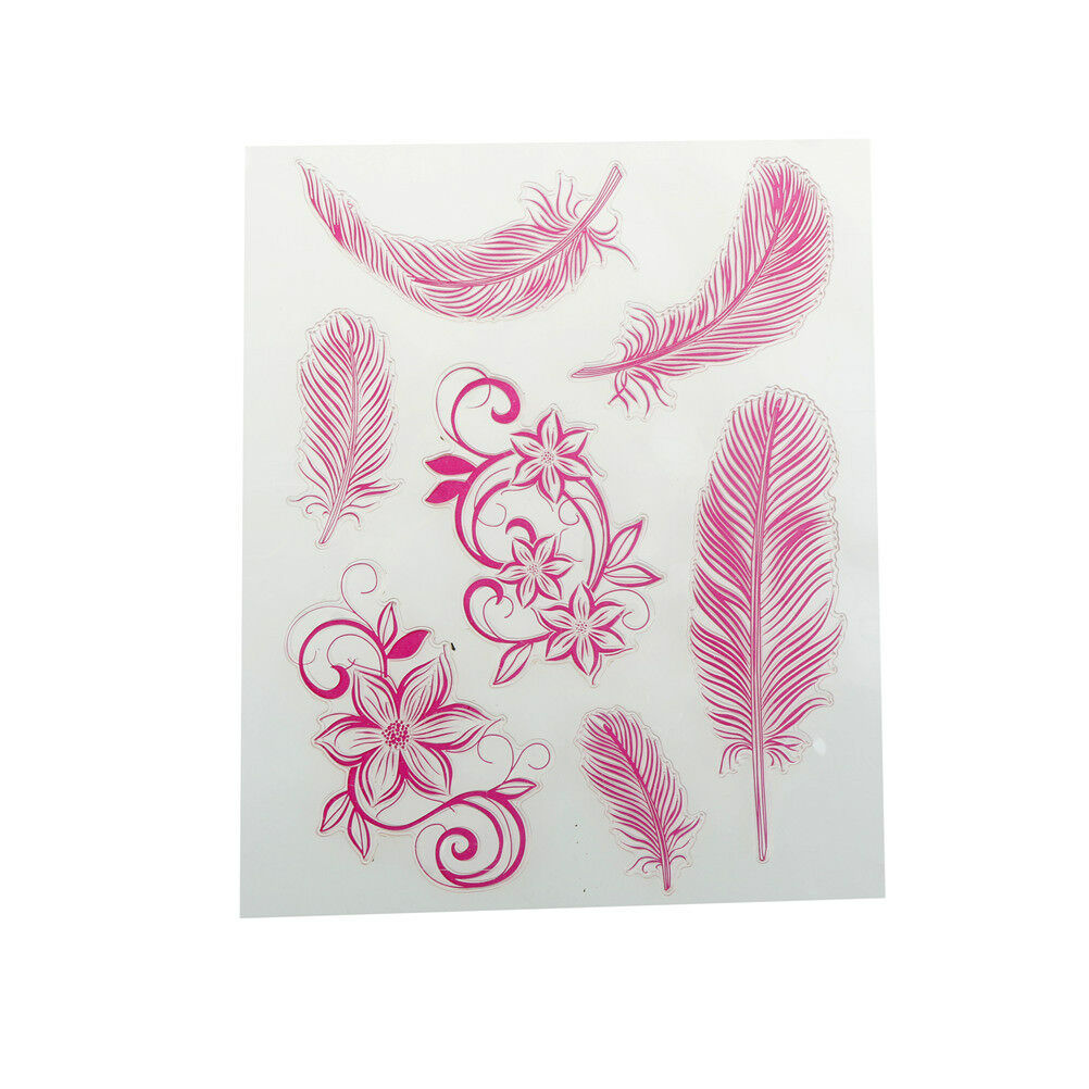 Beautiful Colorful Feather Shape Rubber Stamps Scrapbookings Photo Albums_JO Rf