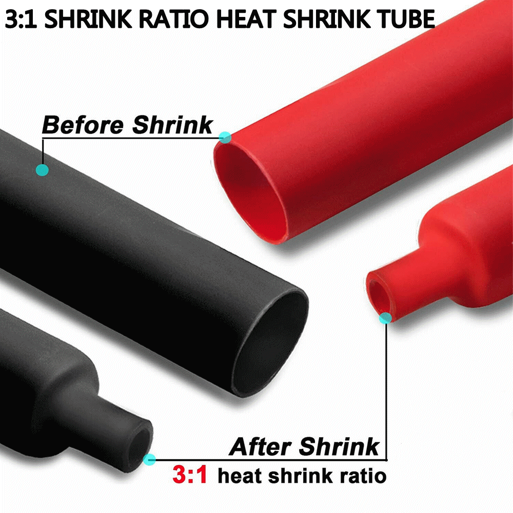 1/2" Heat Shrink Tubing 3:1 Marine Grade Wire Cable Wrap Adhesive Lined 4+4 FEET
