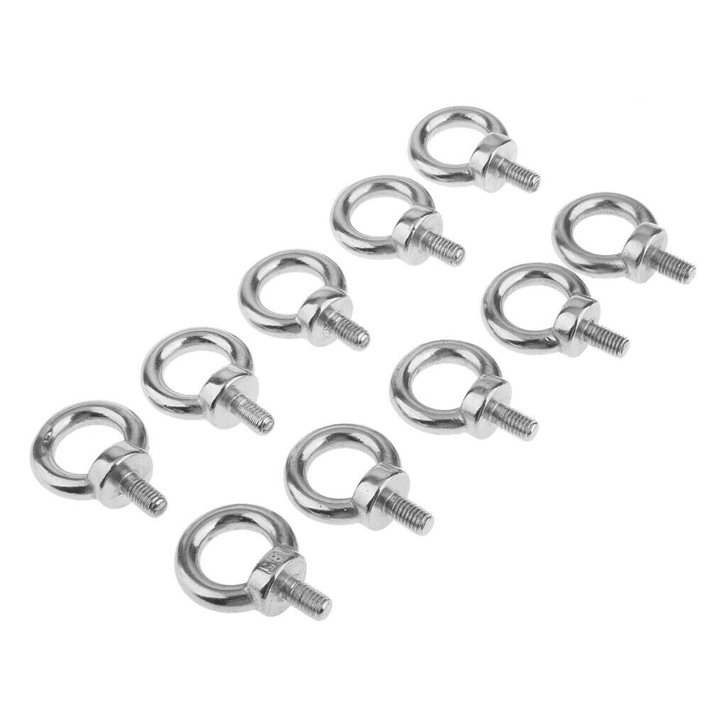 10pcs M8 Eye Bolt 316 Stainless Steel Shade Sail Boat Roof Rack Nut 8mm