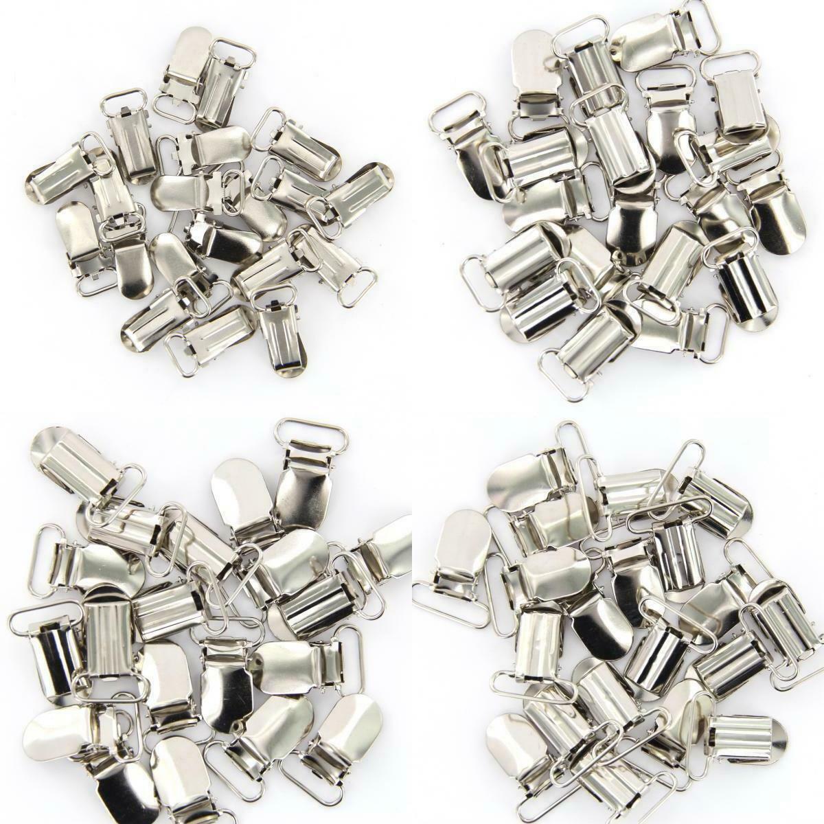4x 20pcs 11mm 16mm 20mm 25mm Metal Hook Suspender Pacifier Holder Clips