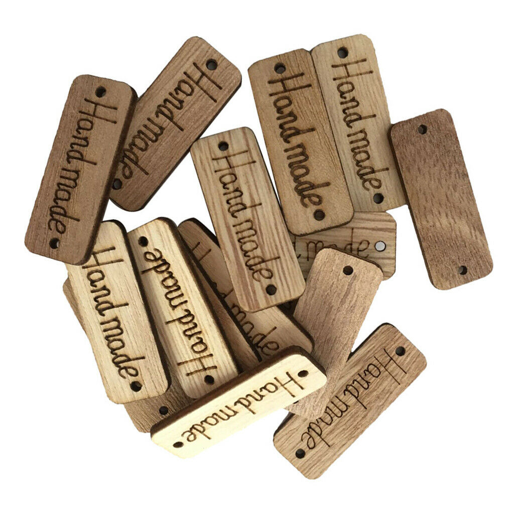 100Pcs Creative DIY Wooden 'Handmade' Lettering 2-HoleS sewing Scrapbooking