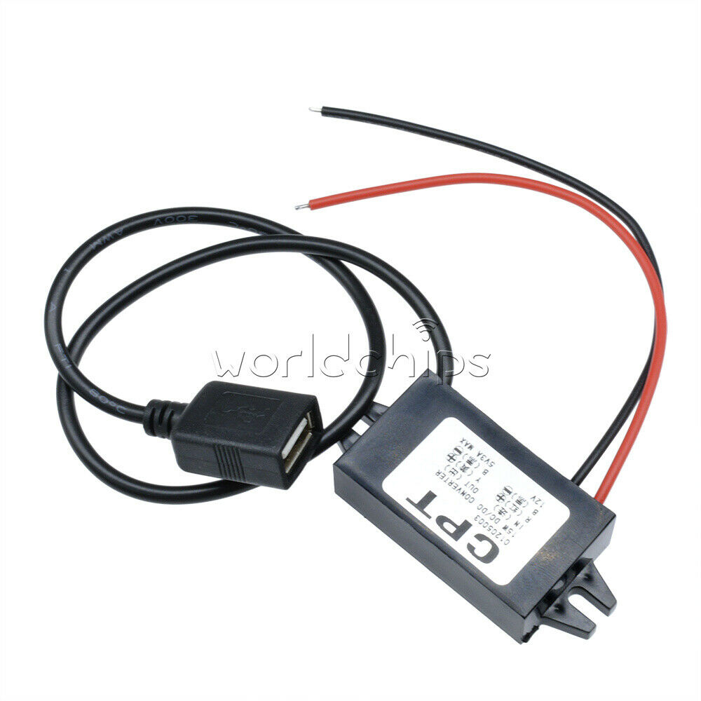 DC 12V to 5V 3A 15W Type A USB Output Power Adapter DC Converter Module