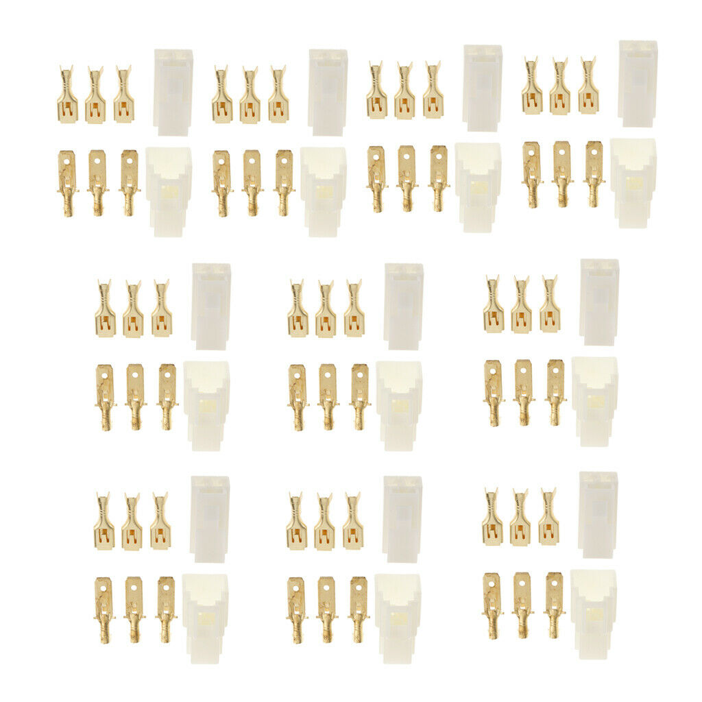 10x Car Male Female 3 Way Pin 6.3mm Locking Connectors Plug & Socket